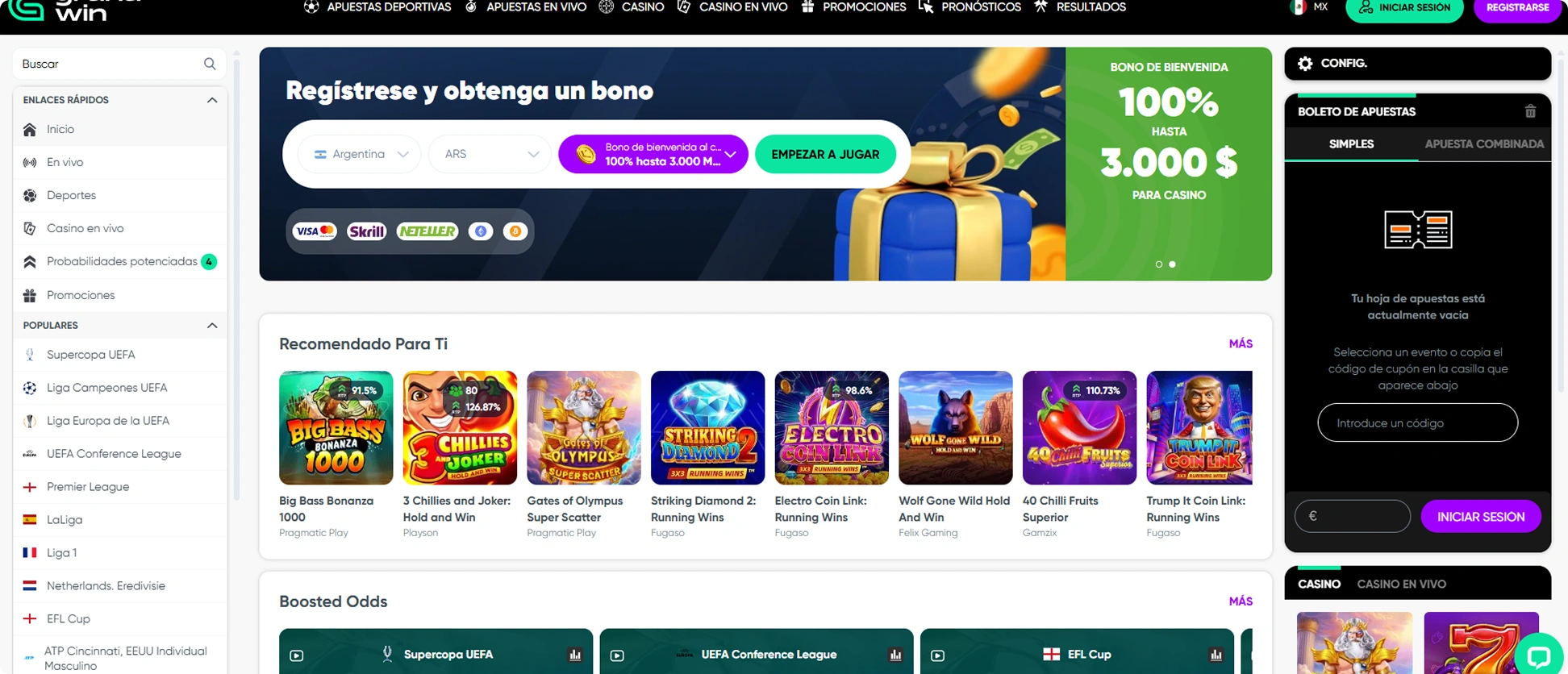 Granawin corredor de apuestas